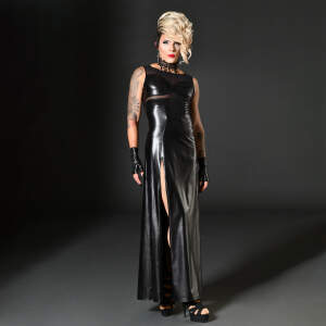 Patrice Catanzaro - Cross Dress - Mme Lucie - Lange Wetlook Jurk  - Zwart