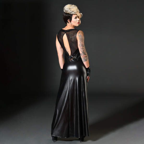 Patrice Catanzaro - Cross Dress - Mme Lucie - Lange Wetlook Jurk  - Zwart - Afbeelding 2