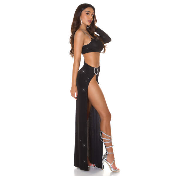 Koucla - Partydress - Diepe Split - Glitter - Zwart - Afbeelding 2