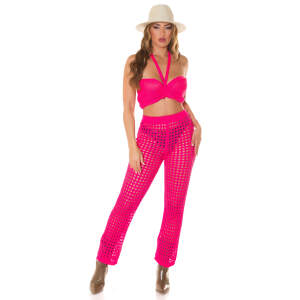 Koucla - Beach Broek en Top - Gehaakt - Roze
