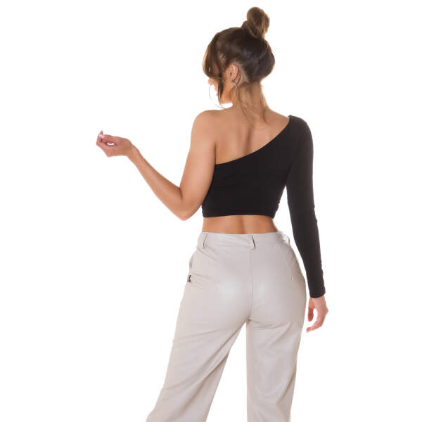 Koucla - One Shoulder Crop Top - Zwart - Afbeelding 2
