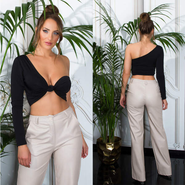 Koucla - One Shoulder Crop Top - Zwart - Afbeelding 3