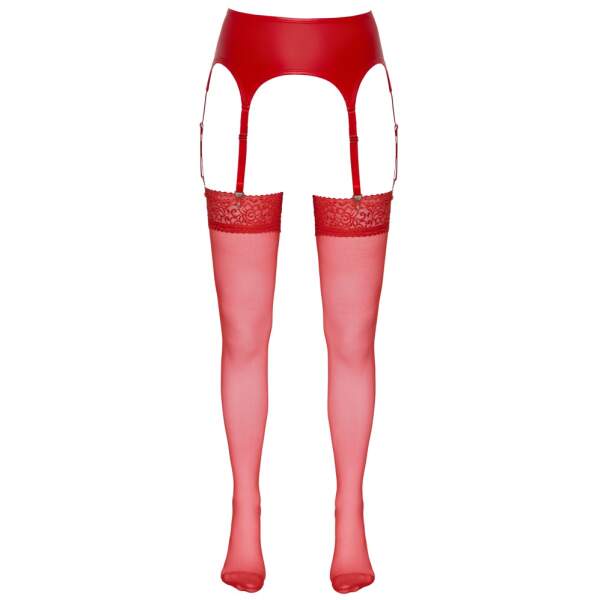 Cottelli Collection - Suspender Stockings - Kousen - 20 denier - Rood - Afbeelding 3
