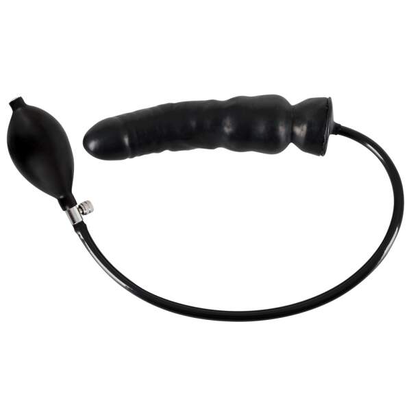 The Late X Collection - Latex Opblaasbare Dildo - Handpomp met Ventiel - Zwart - Afbeelding 2