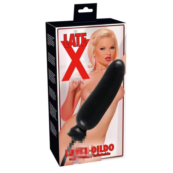 The Late X Collection - Latex Opblaasbare Dildo - Handpomp met Ventiel - Zwart