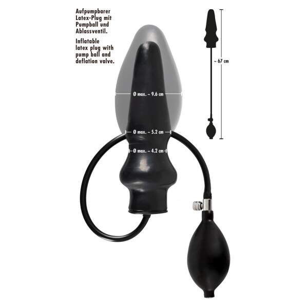 The Late X Collection - Latex Opblaasbare Butt Plug - Handpomp - Afbeelding 4