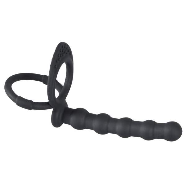 Black Velvets - Cock & Ball Ring - Anal Beads - Dubbele Penetratie - Siliconen - Zwart - Afbeelding 3