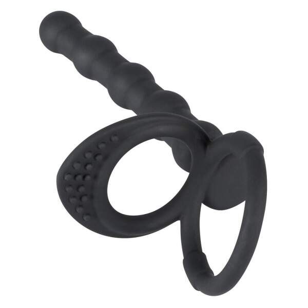 Black Velvets - Cock & Ball Ring - Anal Beads - Dubbele Penetratie - Siliconen - Zwart - Afbeelding 4