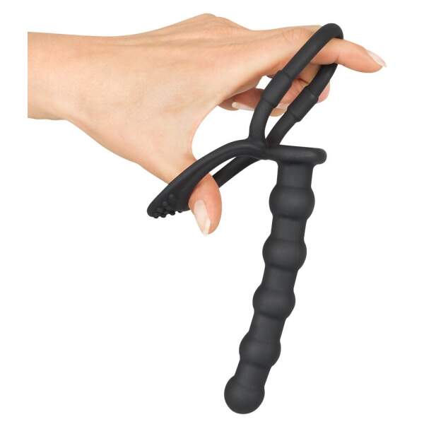 Black Velvets - Cock & Ball Ring - Anal Beads - Dubbele Penetratie - Siliconen - Zwart - Afbeelding 5