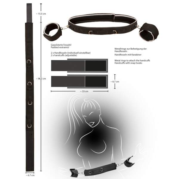 Bad Kitty - Waist Restraint - Bondage - Polsen - Zwart - Afbeelding 3