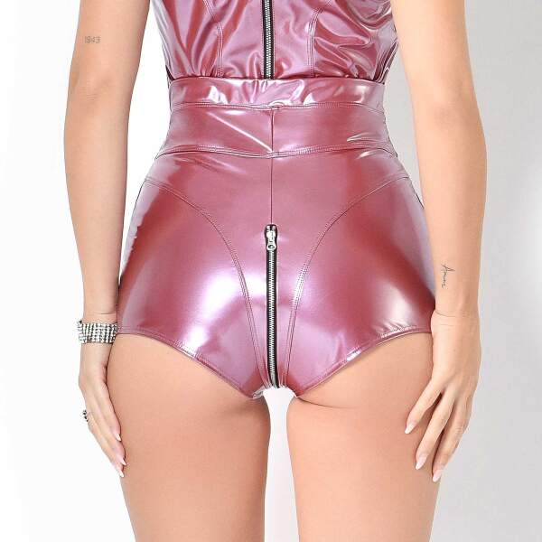 Lak Hoge Taille Short Jenna - Metallic Prune - Maison Catanzaro - Afbeelding 2