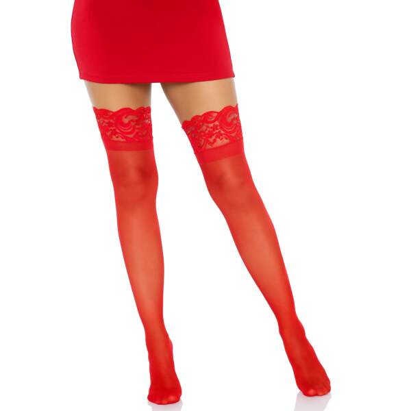 Leg Avenue - Hold-up Kousen - Kanten Boord - Rood - Afbeelding 3