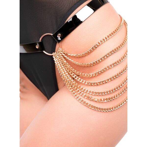 Kinky Diva - Chain Belt - Rose Gouden Kettingen - Verstelbaar - Lak - Zwart - Afbeelding 5