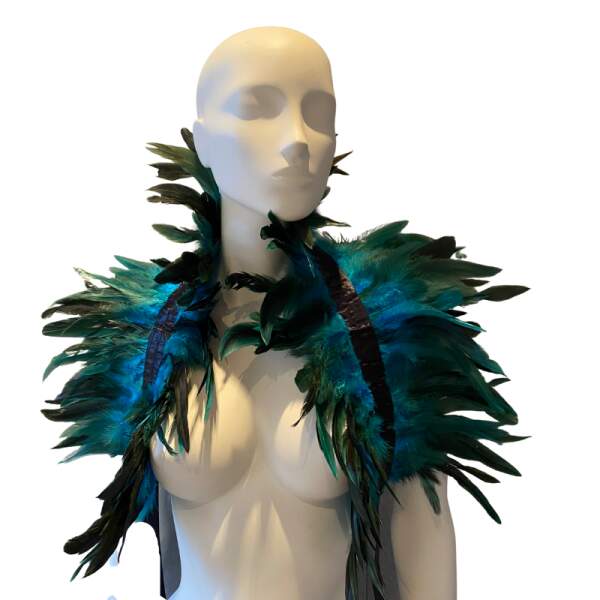 Kinky Diva - Feather Collar - Unisex  - Stola - Veren - Turquoise - Zwart - Afbeelding 3