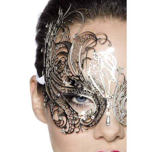 Metalen Masker - Strass - Asymmetrisch - Zilver - Afbeelding 2