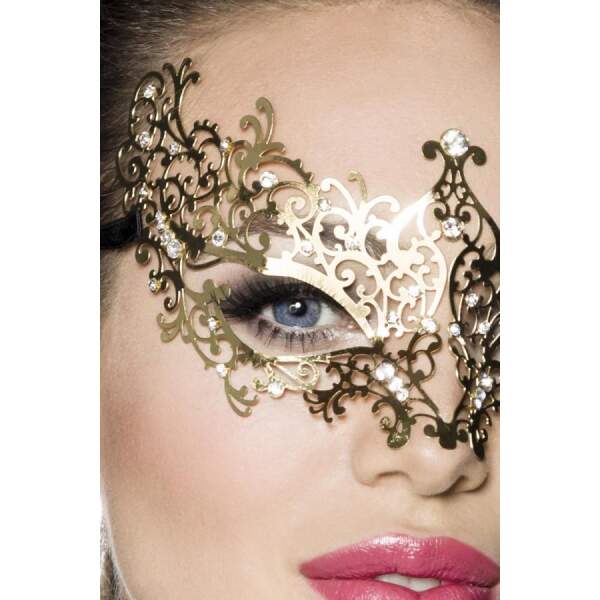 Gouden Metalen Masker met Strass - Afbeelding 2