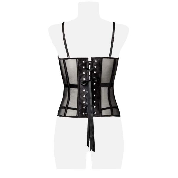 Grey Velvet - Gaas Corset met Balconette - Gaas String - Zwart - Afbeelding 5