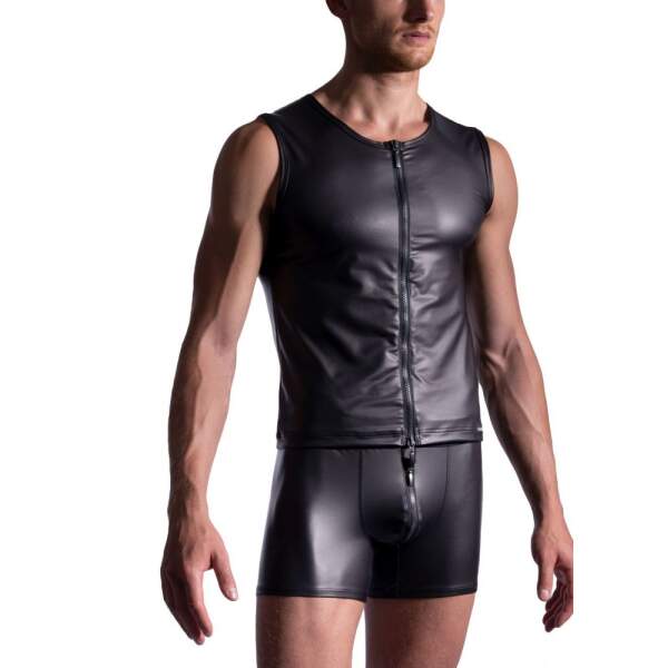 Manstore - M2191 Zipped Pants - 3D Band - Wetlook - Zwart - Afbeelding 3
