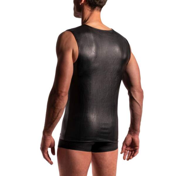 Manstore - M2276 - Slim Tank - Mesh - PU leer - Zwart - Afbeelding 3