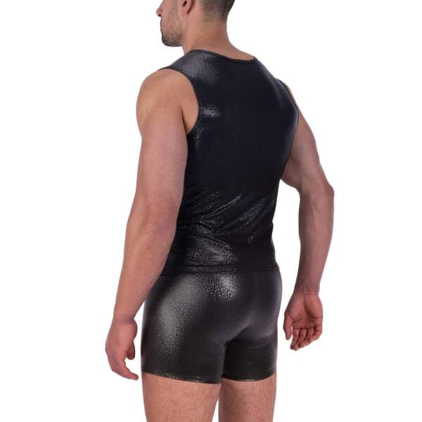 Manstore - M2317 - Zipped Vest - Print - PU-leer - Zwart - Afbeelding 3