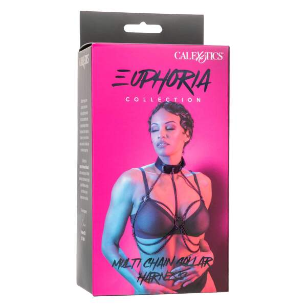 CalExotics - Euphoria - Multi Chain Collar Harnas - Metaal - PU-leer - Zwart - Afbeelding 4
