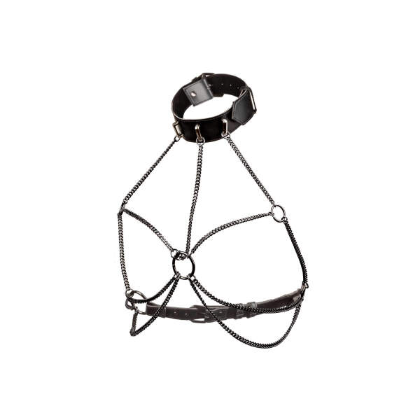 CalExotics - Euphoria - Multi Chain Collar Harnas - Plus Size - Metaal - PU-leer - Zwart - Afbeelding 5
