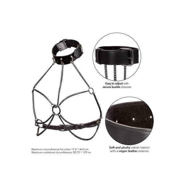 CalExotics - Euphoria - Multi Chain Collar Harnas - Plus Size - Metaal - PU-leer - Zwart - Afbeelding 4