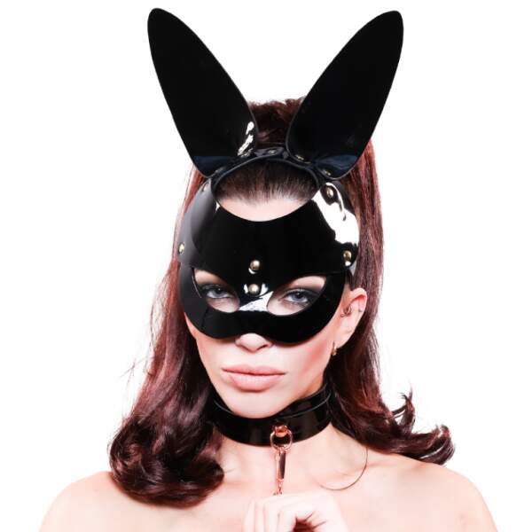 Kinky Diva - Bunny Mask - BDSM - Lak - Verstelbaar - Zwart- Goud - Afbeelding 3