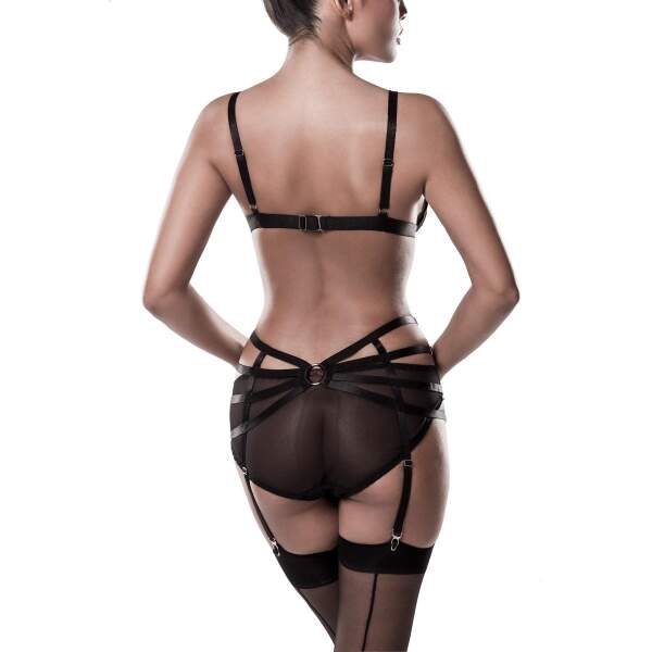 Grey Velvet - Lingerie Strap Set - Jarretelgordel - Verstelbare Straps - 3-delig - Zwart - Afbeelding 2