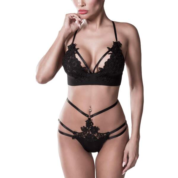 Grey Velvet - Lingerie Set - Bralette - 2-delig - Kant - Zwart