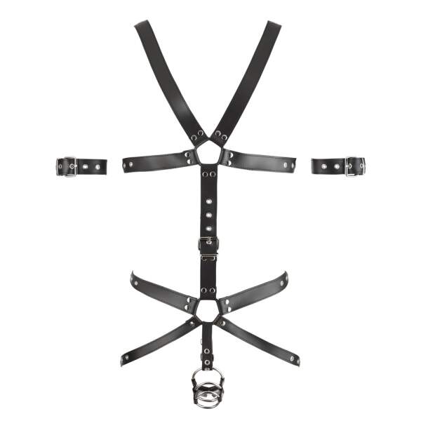Zado - Harnas 2 - BDSM - Verstelbaar - Cockring - Leer - Zwart - Afbeelding 4