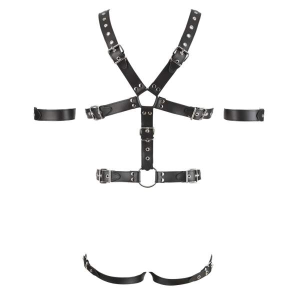 Zado - Harnas 2 - BDSM - Verstelbaar - Cockring - Leer - Zwart - Afbeelding 3