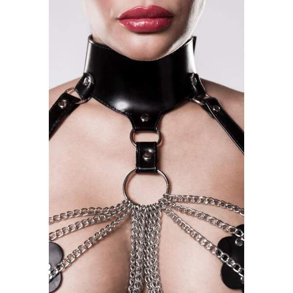 Grey Velvet - Kettingen Set - Choker - PU-leer - Zwart - Afbeelding 4