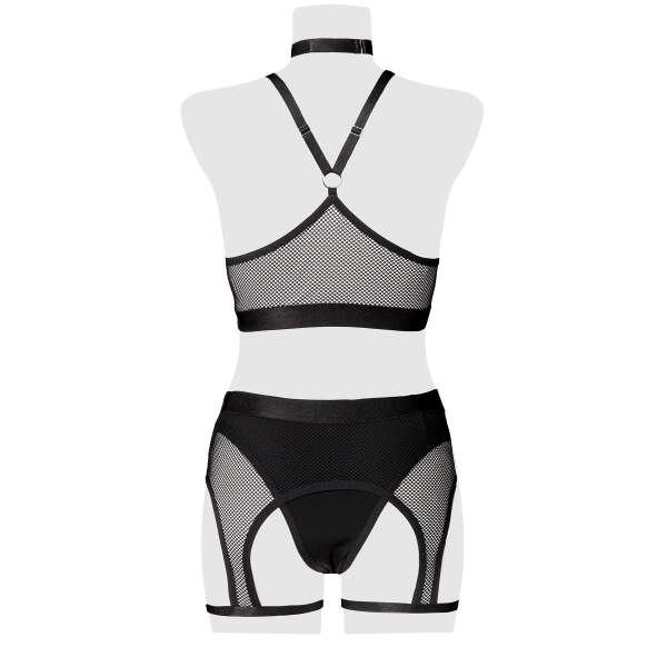 Grey Velvet - Erotic Set - 5-delig - Handschoenen - Heupgordel - Choker - Zwart - Afbeelding 5