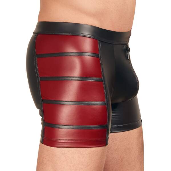 NEK - Wetlook Short - Met Rits - Rode Banen - Zwart - Afbeelding 2