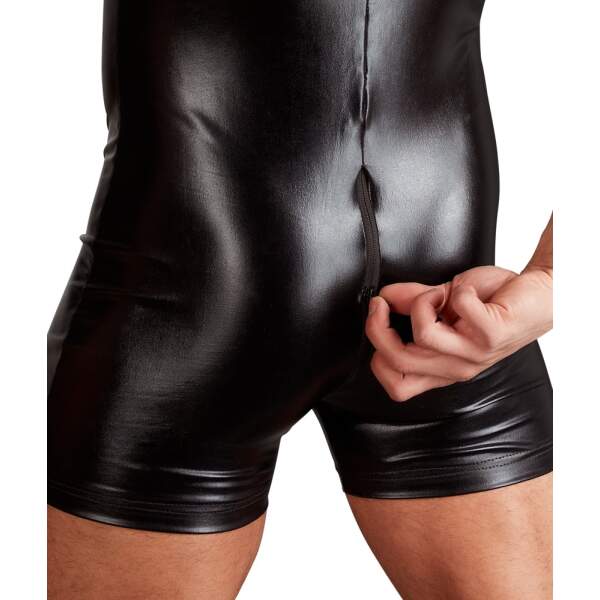 Svenjoyment Underwear - Bodysuit - Wetlook - 3-Delige Rits - Zwart - Afbeelding 3