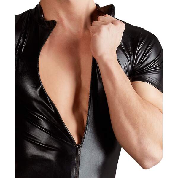 Svenjoyment Underwear - Bodysuit - Wetlook - 3-Delige Rits - Zwart - Afbeelding 4
