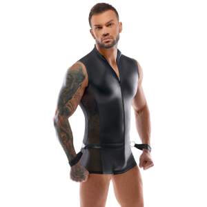 Svenjoyment Underwear - Bodysuit Bondage - Wetlook - Gaas - Zwart