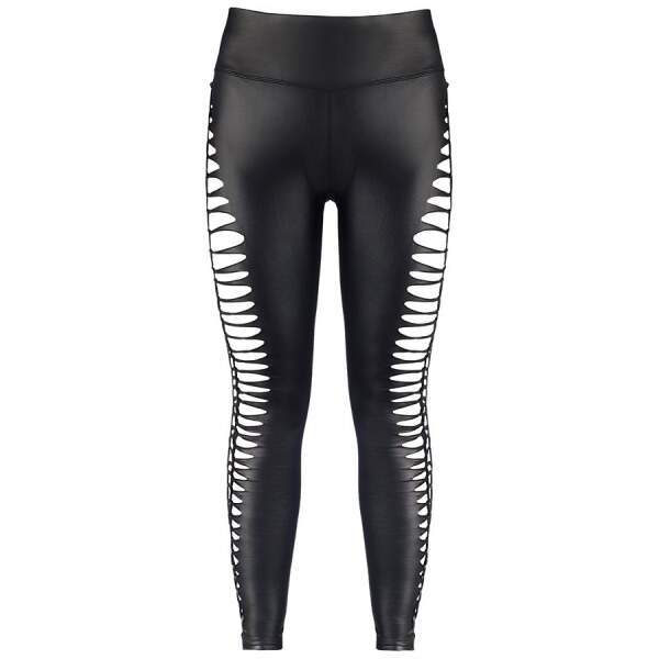 Axami - Legging - Opengewerkte Zijkanten - Wetlook - Zwart - Afbeelding 5