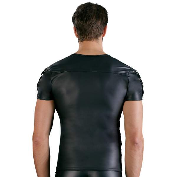 Nek - Shirt met Rits en Veter - Wetlook - Zwart - Afbeelding 3