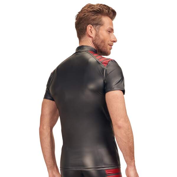 NEK - Wetlook Shirt - Rode Banen - Zwart - Afbeelding 2