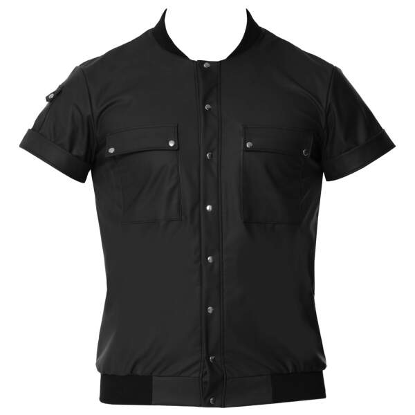 Svenjoyment - Casual Shirt - Drukknopen - Mat Wetlook - Zwart - Afbeelding 4