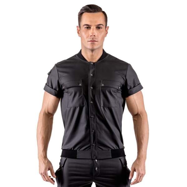 Svenjoyment - Casual Shirt - Drukknopen - Mat Wetlook - Zwart
