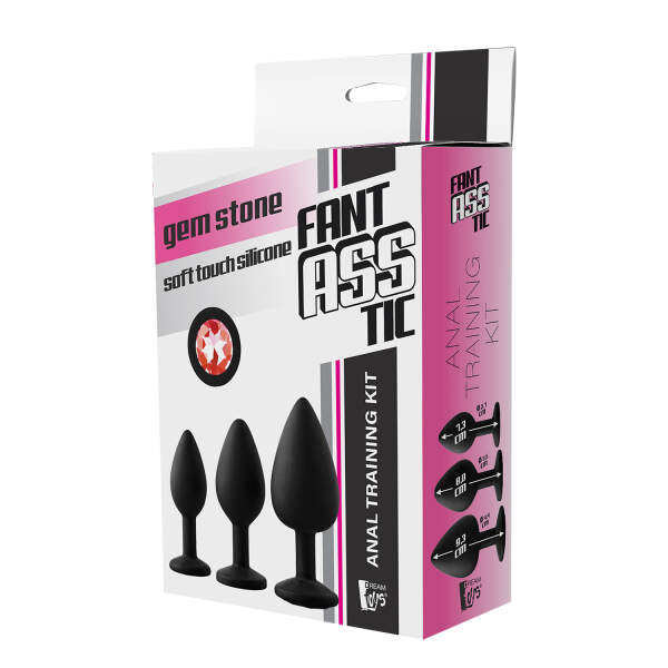 Dream Toys - Fant*ASS*tic - Anal Training Kit - 3 Butt Plugs - Siliconen - Robijn - Afbeelding 3