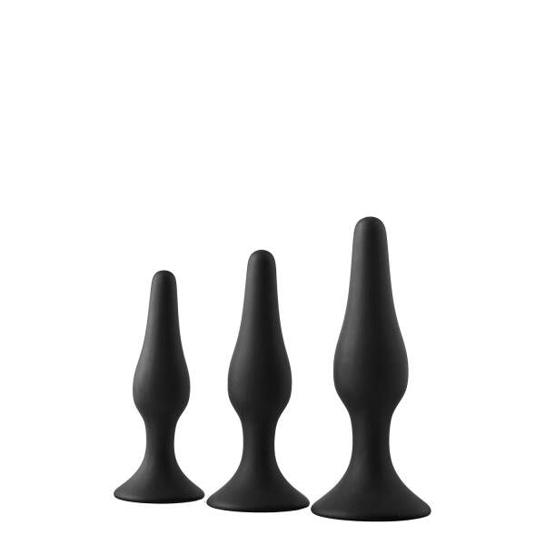 Dreamtoys - Fant*ASS*tic - Anal Training Kit - 3 Butt Plugs - Zuignap - Siliconen - Zwart - Afbeelding 4