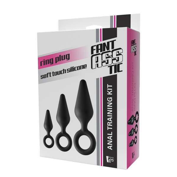Dreamtoys - Fant*ASS*tic - Anal Training Kit - 3 Butt Plugs - Ring - Siliconen - Zwart - Afbeelding 5