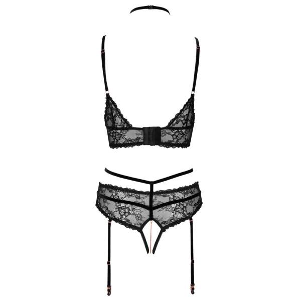 Abierta Fina by Cottelli Collection - Bralette - Kruisloze Slip - 2-delig - Kettingen - Strass - Zwart - Afbeelding 5