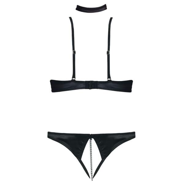 Cottelli Collection - Lingerie Set Kant - Halve Cup - Open Kruis - Zwart - Afbeelding 5