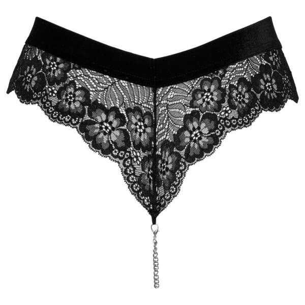 Cottelli - String - Kettinkje door Kruis - Kant - Zwart - Afbeelding 4
