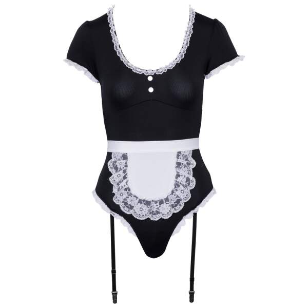 Cottelli Collection - Waitress - Dienstmeisje - Body - Lycra - Zwart - Wit - Afbeelding 5